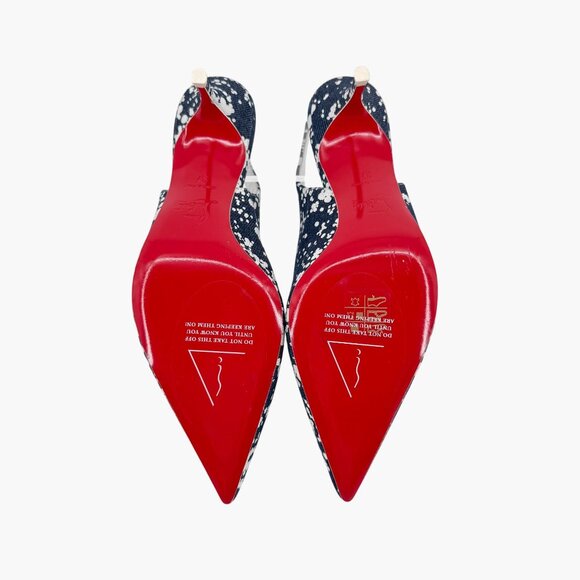 Christian Louboutin Kate Slingback 55 Pumps Blue Denim Size 37 US 7 Kitten Heels - Picture 3 of 14